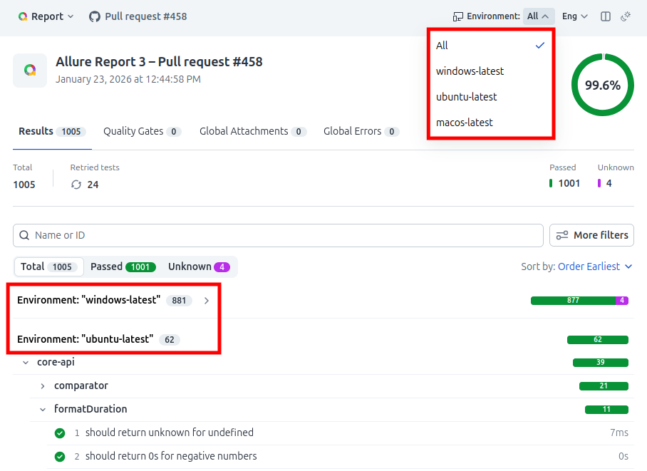 Allure Report 3 Environments Allure Report 3 Environments