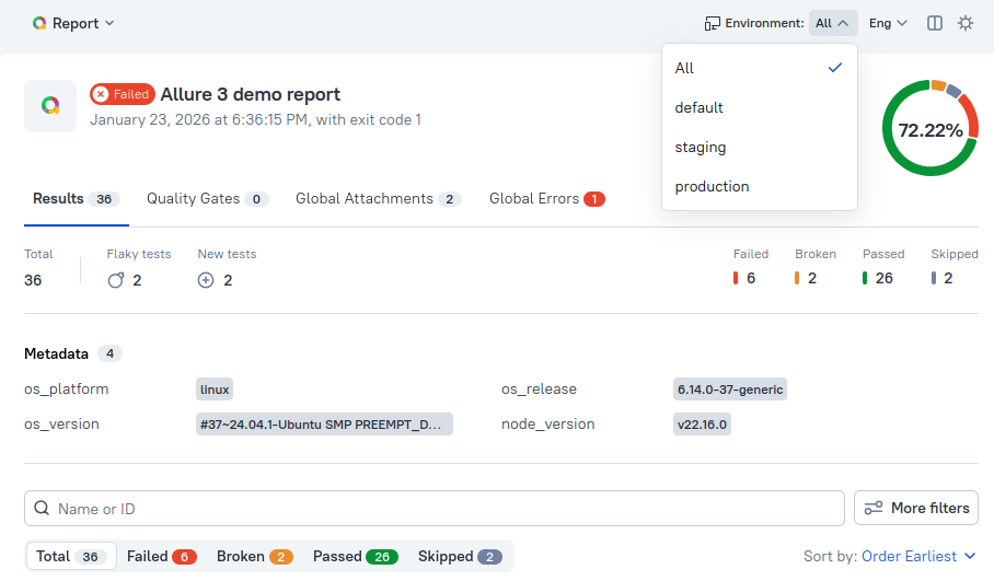 Allure Report 2-style environments metadata Allure Report 2-style environments metadata