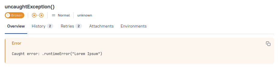 Xcode Uncaught Exceptions in Allure Report