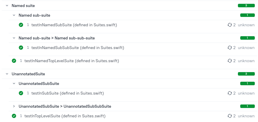 Xcode Suites in Allure Report