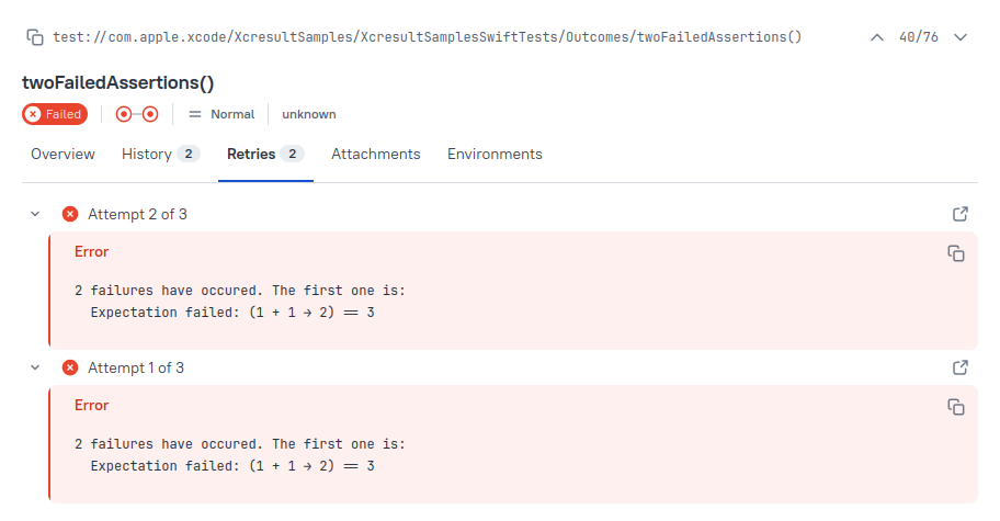 Xcode Repetitions in Allure Report