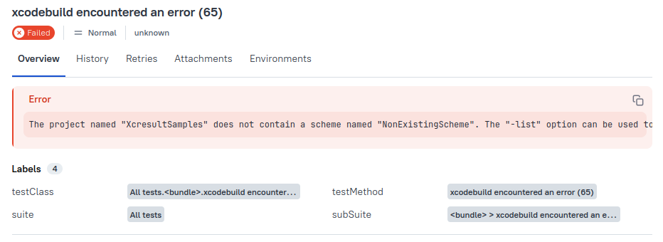 Xcode Build Errors in Allure Report
