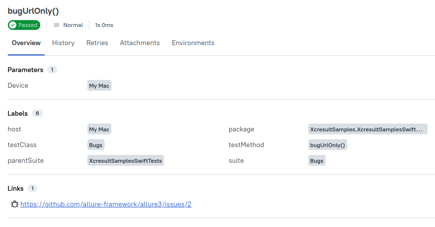 Xcode Issue Tracking in Allure Report