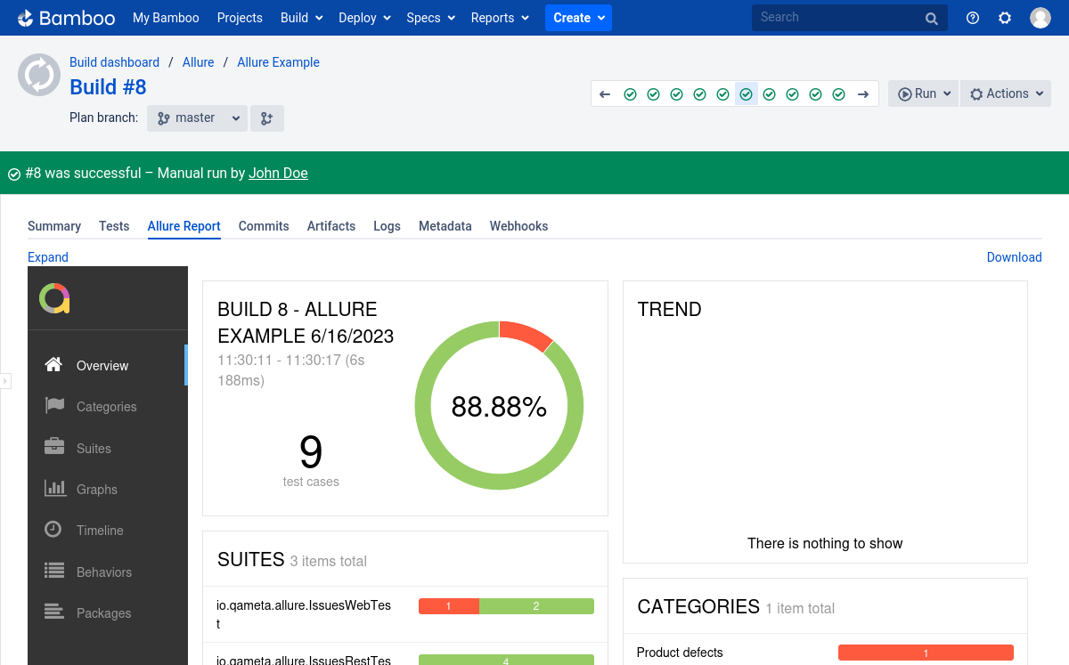 Allure Bamboo plugin generate report