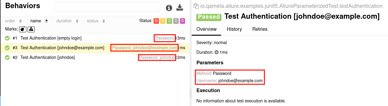 Allure Report tests with parameters Allure Report tests with parameters