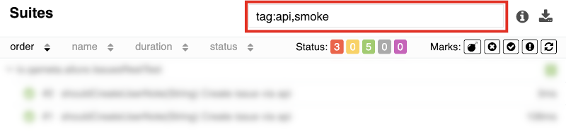 Allure Report filter test results by tags